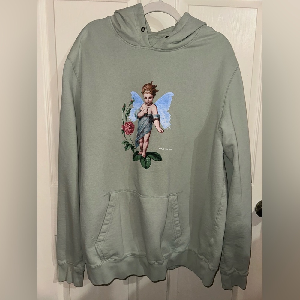 Boys Lie Sage Green Angel Graphic Hoodie OS streetwear New flaw